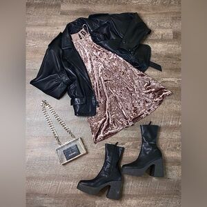 Design Lab by Lord & Taylor Crushed Velvet Dress in Mauve